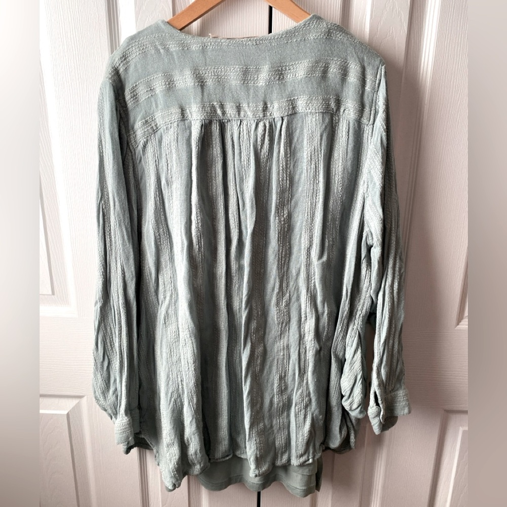 Soft Surroundings Nimi Green Embroidered Beaded Soutache Tunic Top SZ 3X - Picture 3 of 12